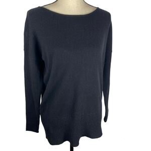 Ply Cashmere Sweater Black Scoopneck 100% Cashmere Long Sleeve Womens XS